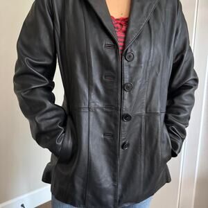 Black leather jacket blazer leather jacket